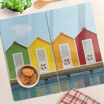 Glass kitchen board Colorful seaside houses