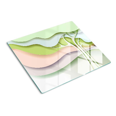 Glass chopping board Abstract waves in pastel colors