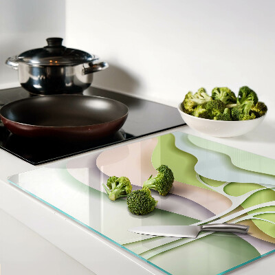 Glass chopping board Abstract waves in pastel colors