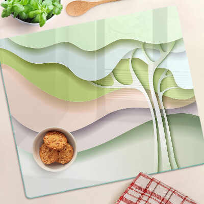Glass chopping board Abstract waves in pastel colors