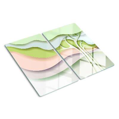 Glass chopping board Abstract waves in pastel colors