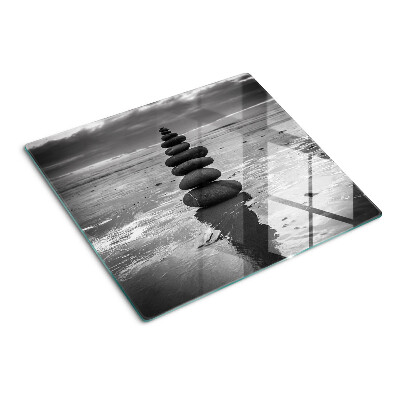 Glass kitchen board Beach stones in black and white
