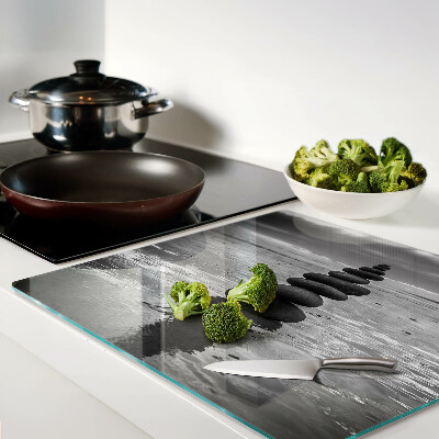 Glass kitchen board Beach stones in black and white