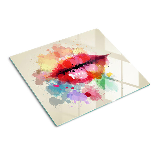 Glass chopping board Lips in colorful spots