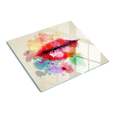 Glass chopping board Lips in colorful spots