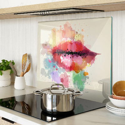 Glass chopping board Lips in colorful spots