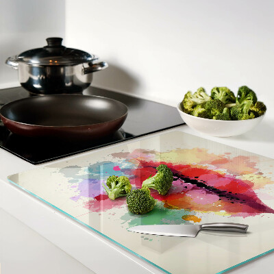 Glass chopping board Lips in colorful spots