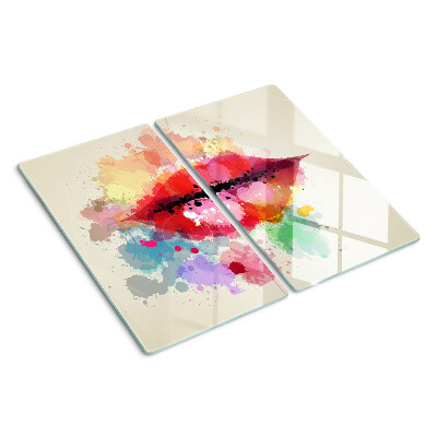Glass chopping board Lips in colorful spots