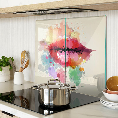 Glass chopping board Lips in colorful spots
