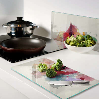 Glass chopping board Lips in colorful spots