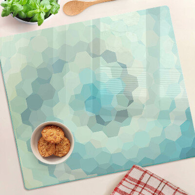 Glass chopping board Geometric shapes in shades of blue