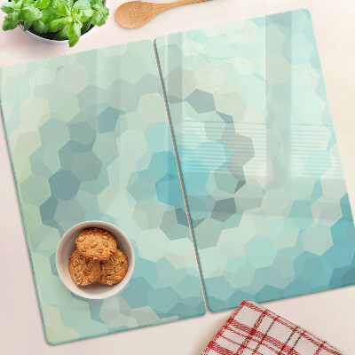 Glass chopping board Geometric shapes in shades of blue