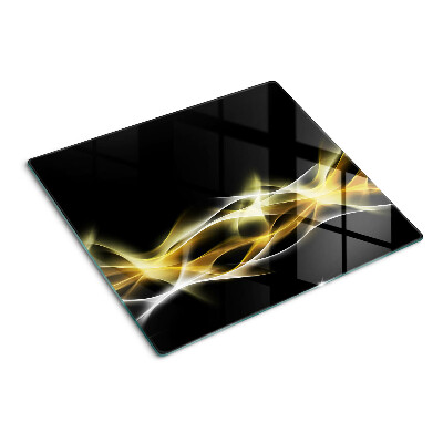 Glass kitchen board A wave of light in shades of gold