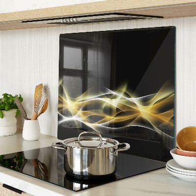 Glass kitchen board A wave of light in shades of gold
