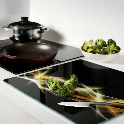 Glass kitchen board A wave of light in shades of gold