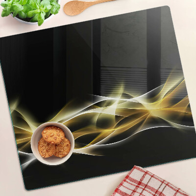 Glass kitchen board A wave of light in shades of gold