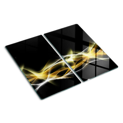 Glass kitchen board A wave of light in shades of gold