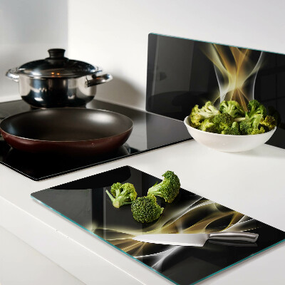 Glass kitchen board A wave of light in shades of gold