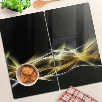 Glass kitchen board A wave of light in shades of gold