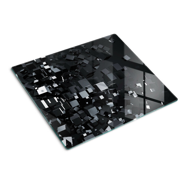 Glass chopping board Abstract Black Cubes
