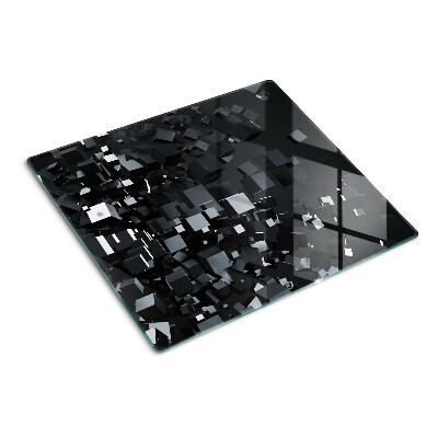 Glass chopping board Abstract Black Cubes