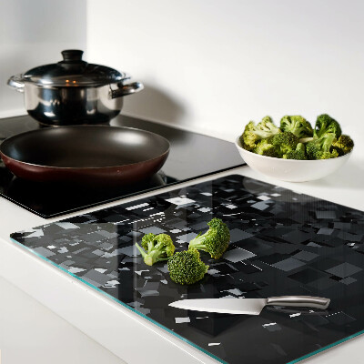 Glass chopping board Abstract Black Cubes