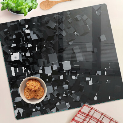 Glass chopping board Abstract Black Cubes