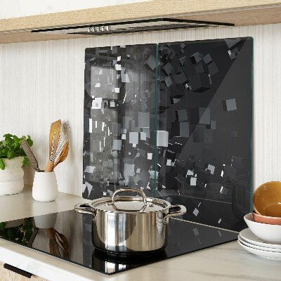 Glass chopping board Abstract Black Cubes