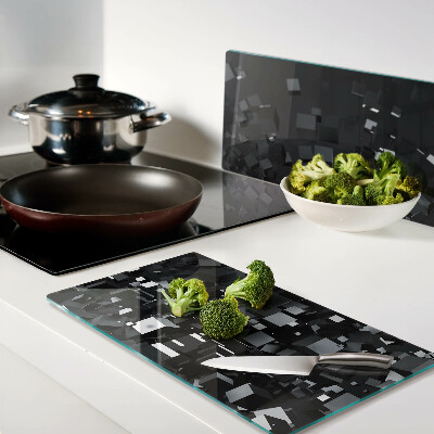 Glass chopping board Abstract Black Cubes