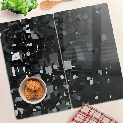 Glass chopping board Abstract Black Cubes