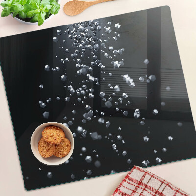 Glass kitchen board Crystal bubbles on a black background