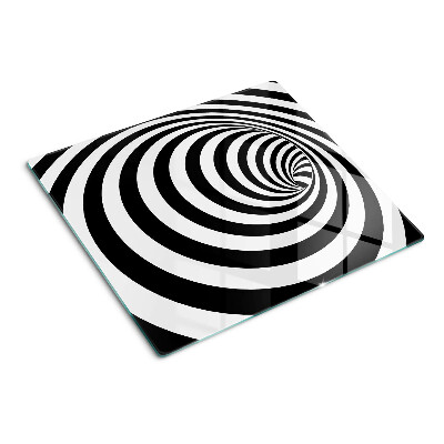 Glass chopping board Black and white spiral motif