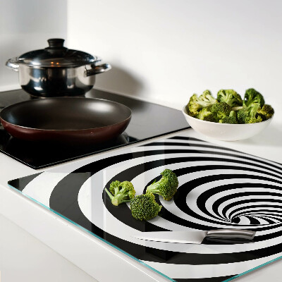 Glass chopping board Black and white spiral motif