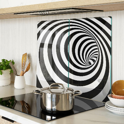 Glass chopping board Black and white spiral motif