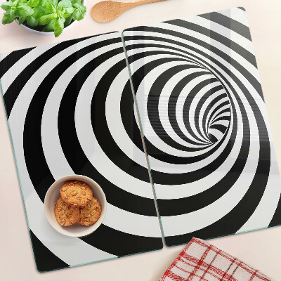 Glass chopping board Black and white spiral motif