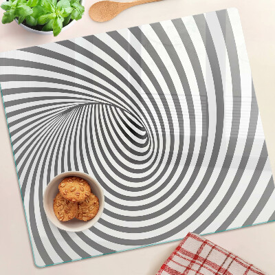 Glass chopping board Optical spiral motif