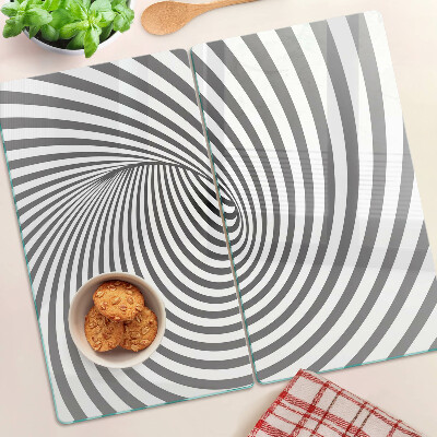 Glass chopping board Optical spiral motif