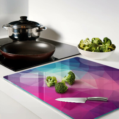 Glass chopping board Geometry in shades of pink and blue