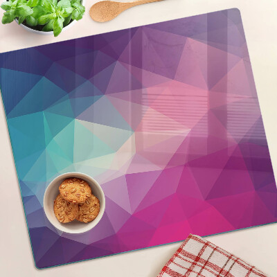 Glass chopping board Geometry in shades of pink and blue