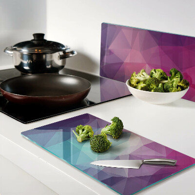 Glass chopping board Geometry in shades of pink and blue