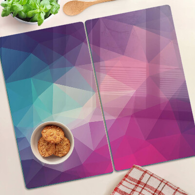 Glass chopping board Geometry in shades of pink and blue