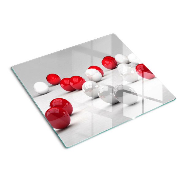 Glass kitchen board Red and white balls