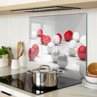 Glass kitchen board Red and white balls