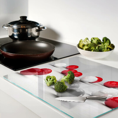 Glass kitchen board Red and white balls