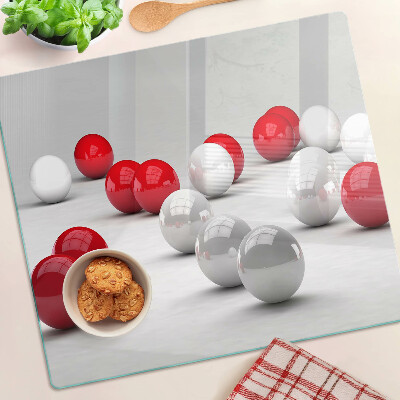 Glass kitchen board Red and white balls