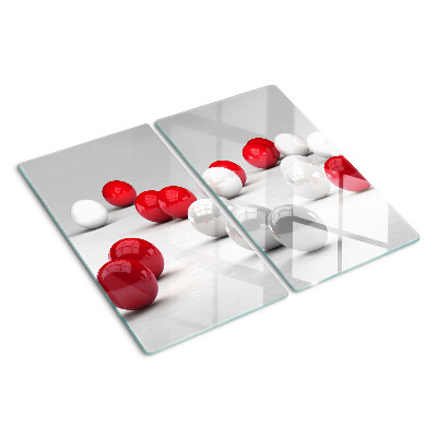 Glass kitchen board Red and white balls