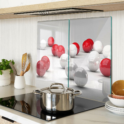 Glass kitchen board Red and white balls
