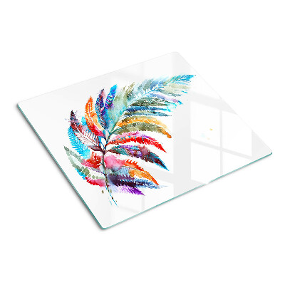 Glass chopping board Fern leaves in rainbow colors