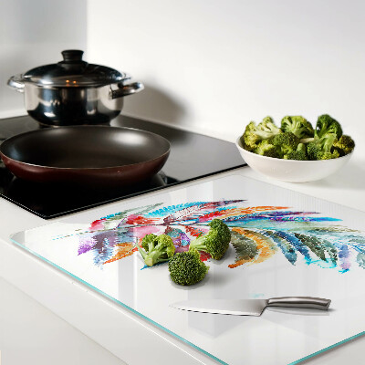 Glass chopping board Fern leaves in rainbow colors