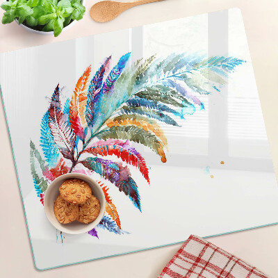 Glass chopping board Fern leaves in rainbow colors